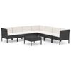 vidaXL 8 pcs conjunto lounge de jardim c/ almofad&otilde;es vime PE preto