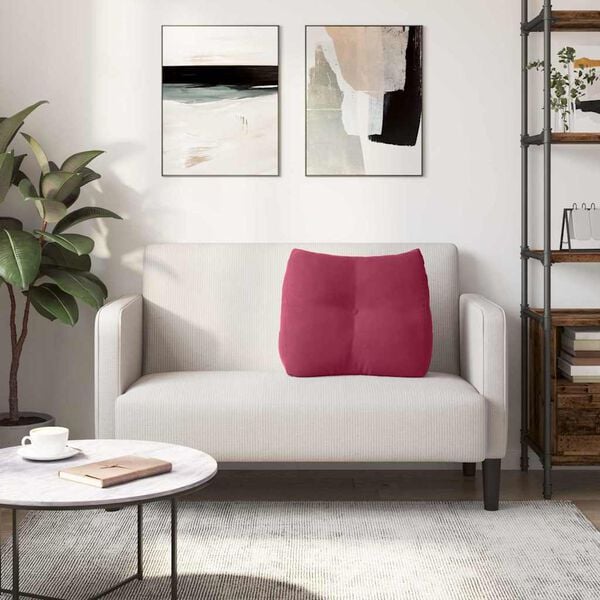 vidaXL Travesseiro para Costas Vinho Vermelho 60 x 24 x 50 cm Veludo