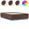 vidaXL Estrutura cama c/ luzes LED derivados madeira carvalho castanho
