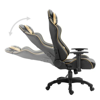 vidaXL Cadeira de gaming couro artificial dourado