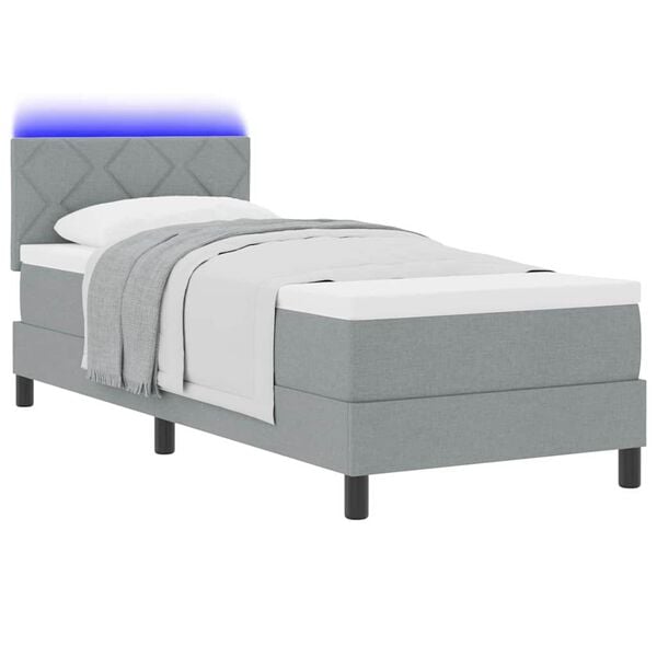 vidaXL Cama Box com colch&atilde;o Cinzento-claro 80 x 200 cm tecido