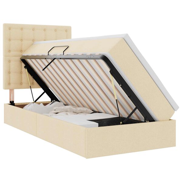 vidaXL Cama com arruma&ccedil;&atilde;o e LED com led Creme 90 x 190 cm Poli&eacute;ster