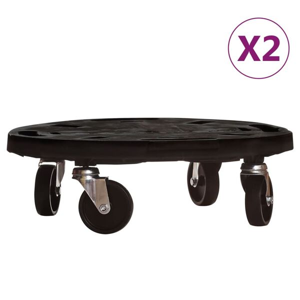 vidaXL Carrinho de plantas com rodas 2 pcs di&acirc;metro 40 cm 275 kg preto