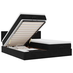 vidaXL Estrutura de cama otomana com colchões 160x200 cm veludo preto