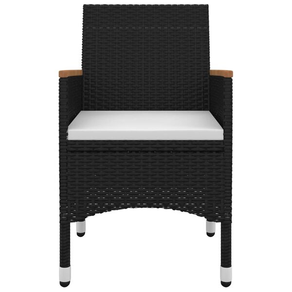 vidaXL 5 pcs conjunto de jantar p/ jardim c/ almofad&otilde;es vime PE/vidro