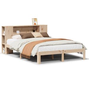 vidaXL Cama com estante sem colch&atilde;o 120x190 cm pinho maci&ccedil;o