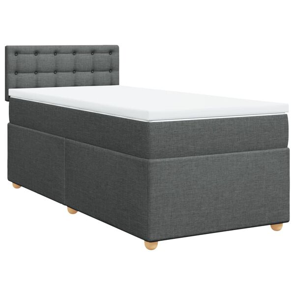 vidaXL Cama com molas/colch&atilde;o 90x190 cm tecido cinza-escuro