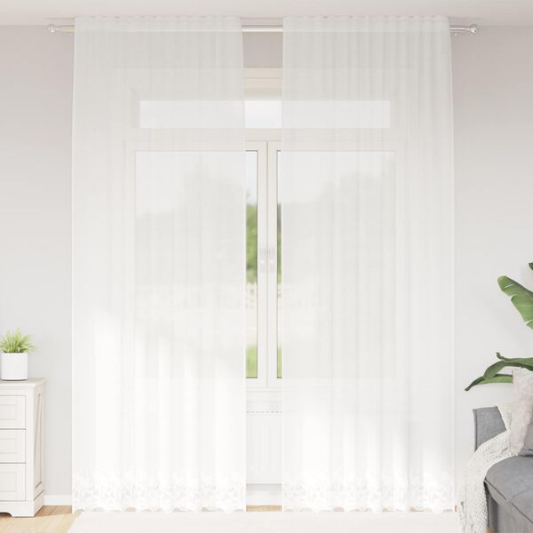 vidaXL Cortina de Renda com cortinas Branco 280 x 150 cm Poli&eacute;ster