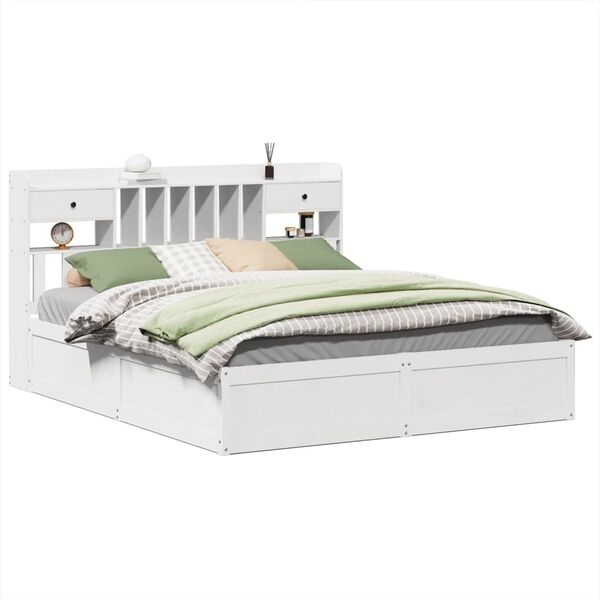 vidaXL Cama sem colch&atilde;o 180x200 cm madeira de pinho maci&ccedil;a branco
