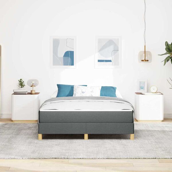 vidaXL Cama Box com colch&atilde;o Cinza Escuro 140 x 190 cm tecido