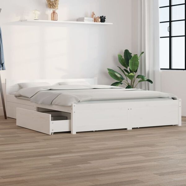 vidaXL Estrutura de cama com gavetas 120x200 cm branco