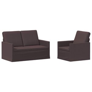vidaXL Conjunto de Sof&aacute;s 2 pcs Marrom Escuro Tecido