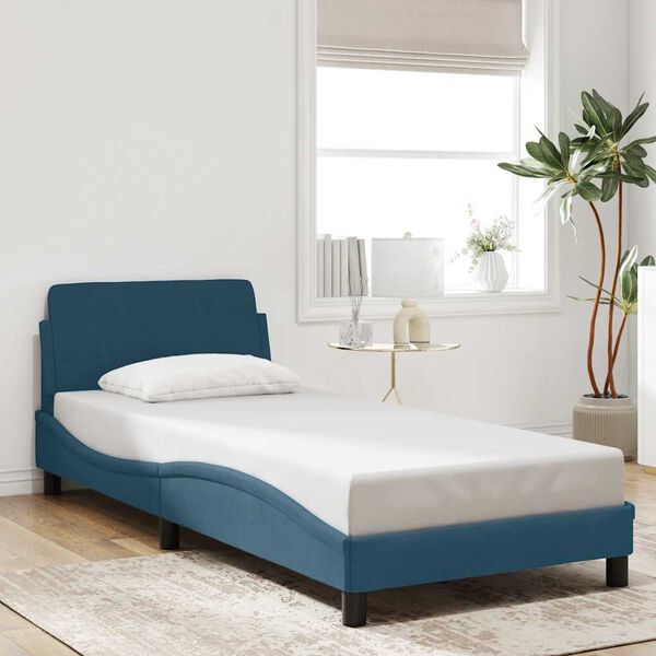 vidaXL Estrutura de cama com cabeceira Dover 80x200 cm veludo azul