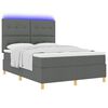 vidaXL Cama Box Spring LED Cinza Escuro 140 x 190 cm tecido