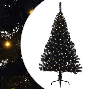 vidaXL &Aacute;rvore de Natal Artificial Pr&eacute;-iluminada Preto 150 cm PVC