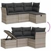 vidaXL 4 pcs conj. sof&aacute;s jardim c/ almofad&otilde;es vime PE cinzento-claro