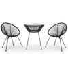 vidaXL 3 pcs conjunto de jantar para jardim vime de PVC preto