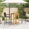 vidaXL 3 pcs conjunto de bar p/ jardim acácia maciça/vime PE castanho