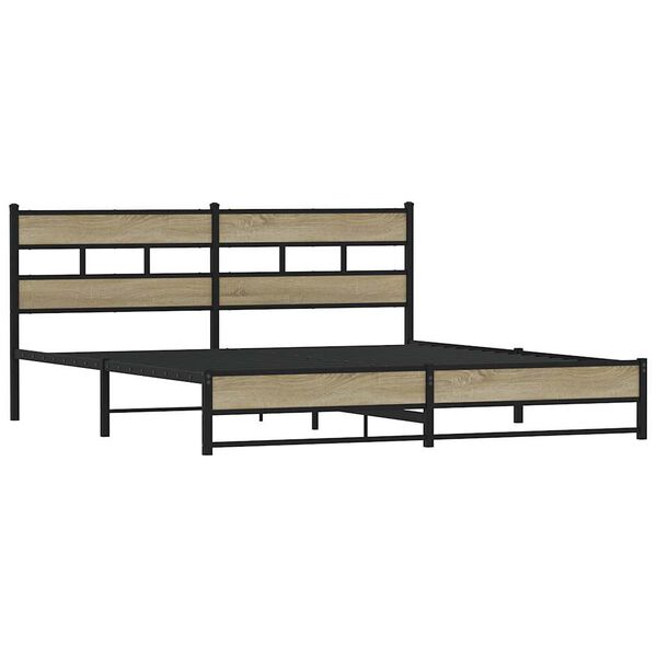 vidaXL Estrutura de cama sem colch&atilde;o 193x203cm metal carvalho sonoma