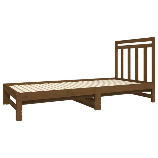 vidaXL Estrutura sofá-cama de puxar 2x(90x190)cm pinho maciço castanho