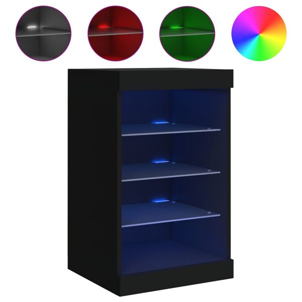 vidaXL Aparador com luzes LED 41x37x67 cm preto