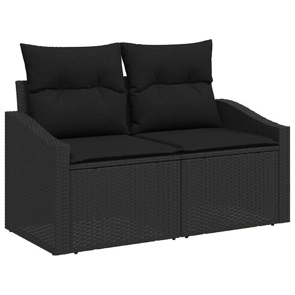 vidaXL Conjunto de Sof&aacute; de Jardim 8 pcs Preto Rattan Sint&eacute;tico