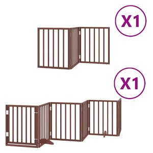 vidaXL Port&atilde;o p/ c&atilde;es c/ porta dobr&aacute;vel 9 pain&eacute;is 450cm &aacute;lamo castanho