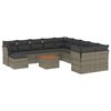 vidaXL 12 pcs conjunto de sof&aacute;s jardim c/ almofad&otilde;es vime PE cinzento