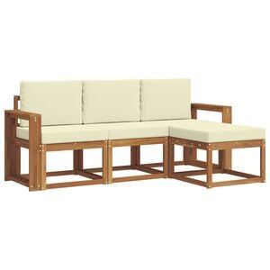 vidaXL Conjunto de Sof&aacute;s para Exterior 4 pcs Natural e Creme