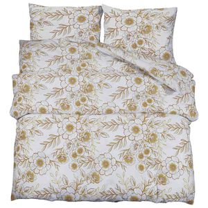 vidaXL Conjunto de capa de edred&atilde;o 200x200cm algod&atilde;o branco e castanho