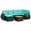 vidaXL 7 pcs conjunto de sof&aacute;s p/ jardim c/ almofad&otilde;es vime PE preto