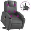 vidaXL Poltrona massagens reclin&aacute;vel elevat&oacute;ria couro artif. cinzento
