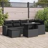 vidaXL 7 pcs conjunto de sof&aacute;s p/ jardim c/ almofad&otilde;es vime PE preto