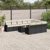 vidaXL 11 pcs conjunto sof&aacute;s de jardim c/ almofad&otilde;es vime PE preto