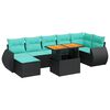 vidaXL 8 pcs conjunto sof&aacute;s de jardim com almofad&otilde;es vime PE preto
