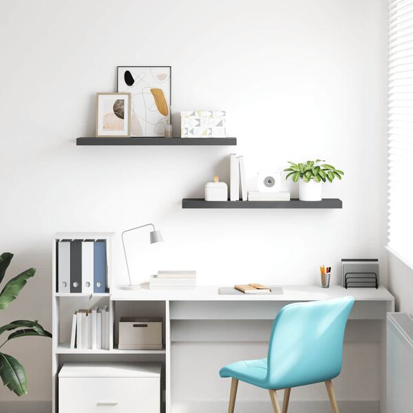 vidaXL Prateleiras de parede suspensas 2 pcs 90x23,5x3,8cm MDF cinza