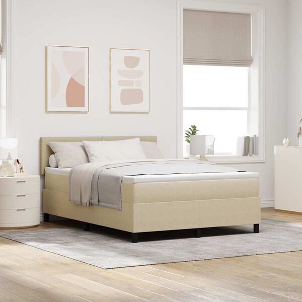 vidaXL Cama Box com cabeceira Cinza Claro e Branco 140 x 200 cm