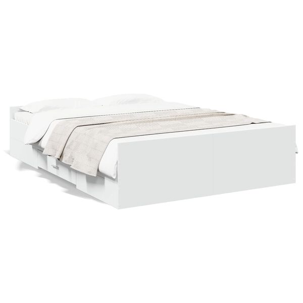 vidaXL Estrutura de cama c/ gavetas 140x190cm derivados madeira branco