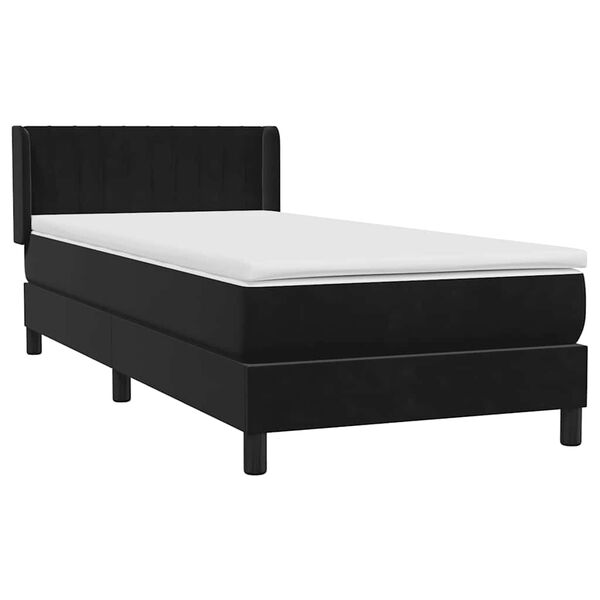 vidaXL Cama com molas/colch&atilde;o preto 80x210 cm veludo