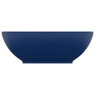 vidaXL Lavatório luxuoso oval 40x33cm cerâmica azul-escuro mate