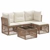 vidaXL Conjunto de Sof&aacute; de Jardim 5 unid. Bege vime PE