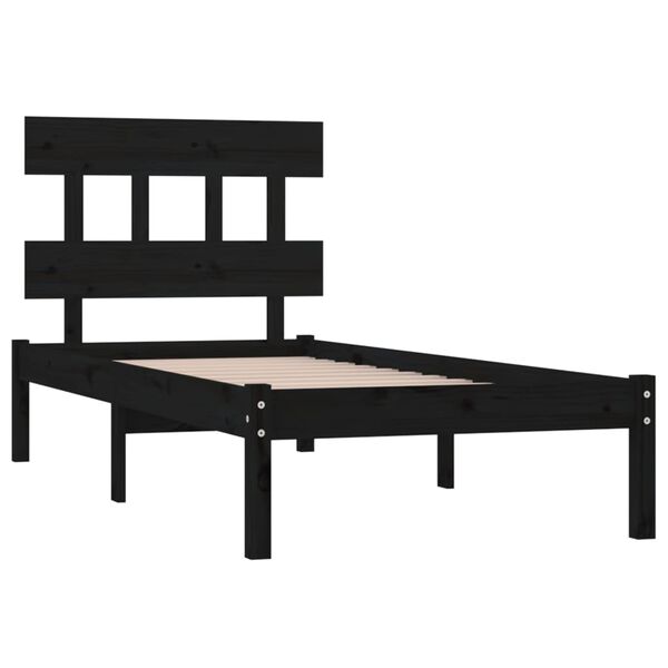vidaXL Estrutura de cama 100x200 cm madeira maciça preto