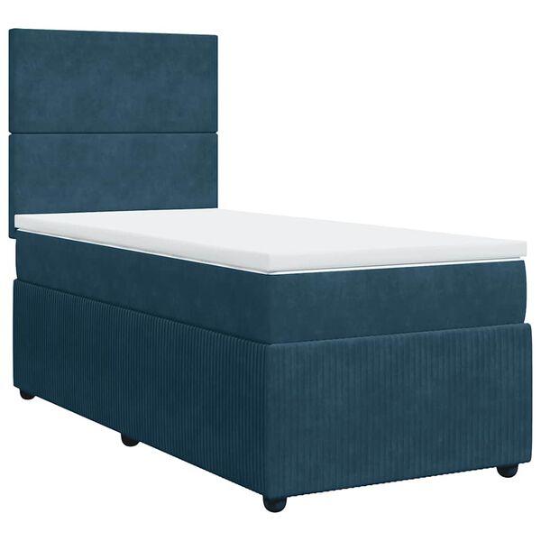 vidaXL Cama boxspring com colch&atilde;o 100x200 cm veludo azul