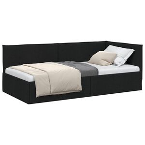 vidaXL Estrutura de Cama de Canto Preto 80 x 200 cm tecido