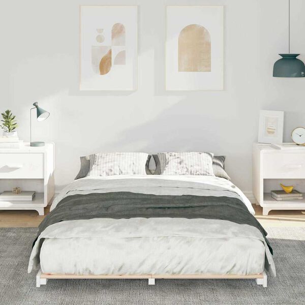 vidaXL Estrutura de cama de ch&atilde;o Branco 120 x190 cm