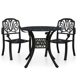 vidaXL 3 pcs conjunto de bistr&ocirc; alum&iacute;nio fundido preto
