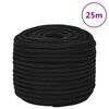 vidaXL Corda de trabalho 12 mm 25 m poli&eacute;ster preto