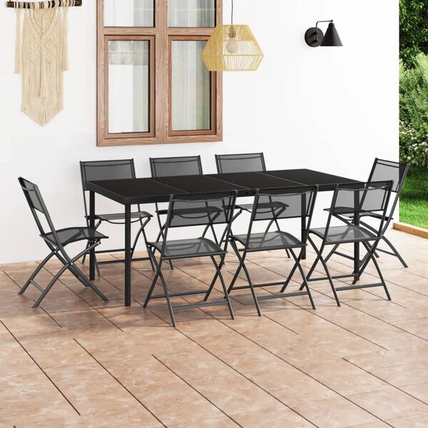 vidaXL 9 pcs conjunto de jantar para exterior a&ccedil;o