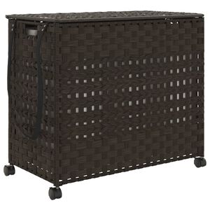 vidaXL Cesto p/ roupa suja com rodas 66x35x60 cm vime castanho-escuro