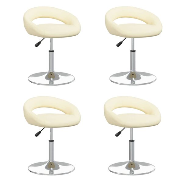 vidaXL Cadeiras de jantar girat&oacute;rias 4 pcs couro art. creme